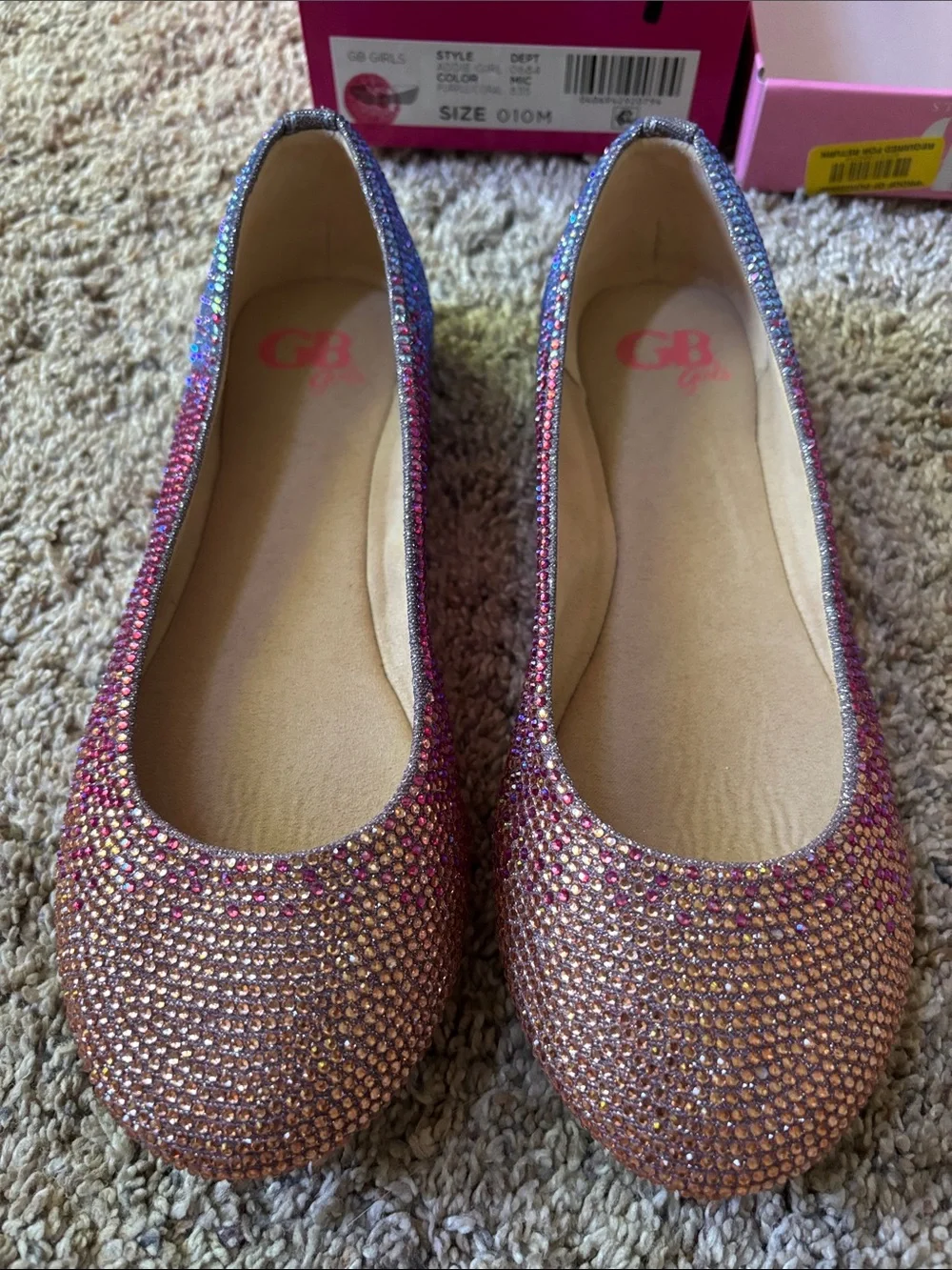 GB girls Pink Iridescent Crystal Ballet Flats size 1